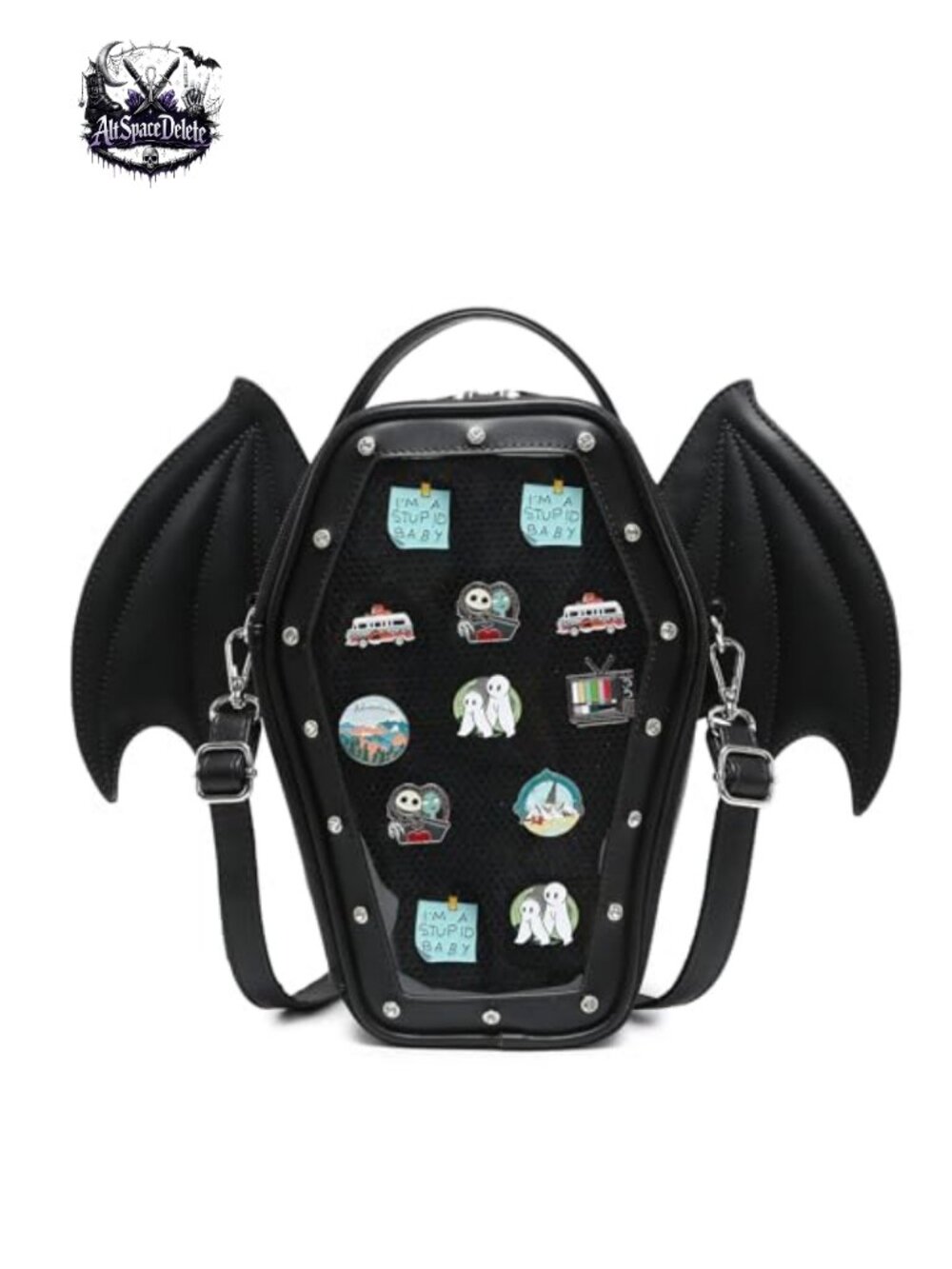 Coffin Ita Bag PU PVC Backpack Crossbody Display Pins Cosplay